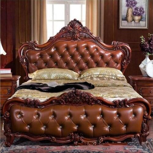 Modern American solid wood bed 2 people country style Fashion bedroom set furniture d1412
