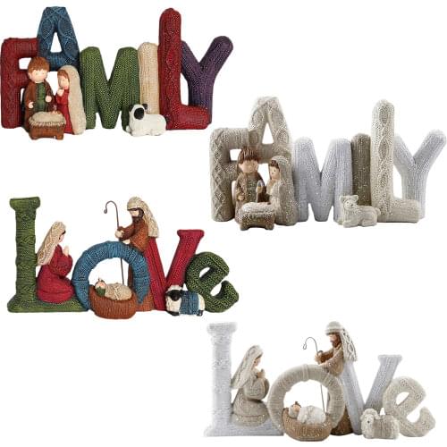 Nativity Ornament Home Decor Elegant Nativity Set Nativity Ornament Holy Family Love Delightful Beautiful Letter Resin Crafts