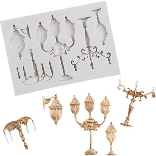Vintage European Pendant Lamp Candle Holder Molds Fondant Cakes Decorating Tools Silicone Mold Sugarcrafts Chocolate Baking Tool