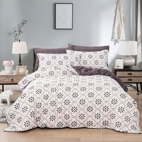 High Quality White Geometric Bedding Set Leaves High Quality Duvet Cover Bed Linings With Pillowcase Family Set Home Textile