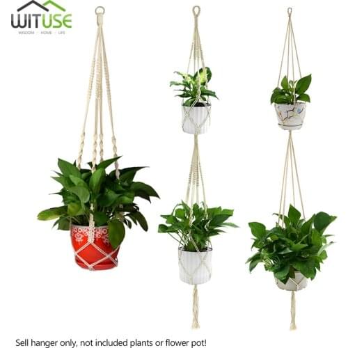 WITUSE 2Pcs Handmade macrame plant hanger flower /pot hanger pot tray for wall decoration countyard /garden pot tray for plant