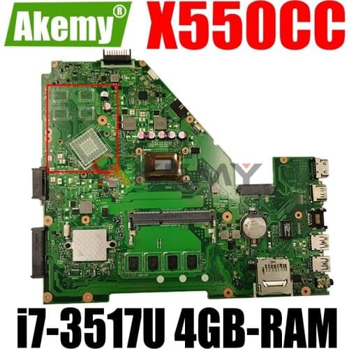 X550CC Laptop motherboard for ASUS X550CA X550CL R510C Y581C X550C original mainboard 4GB-RAM i7-3517U CPU UMA
