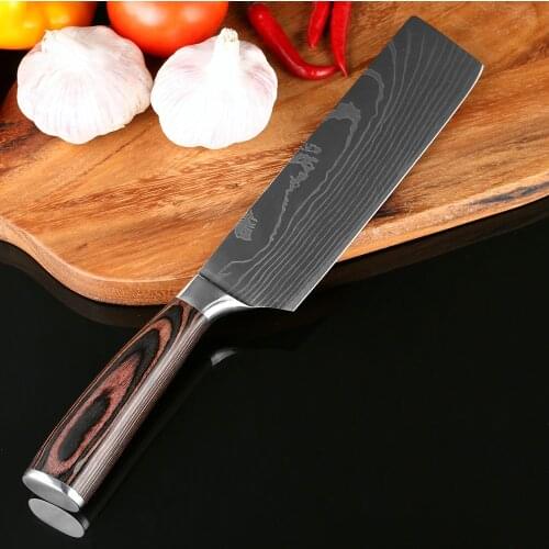XITUO New Design 7''Japanese Santoku Chef knife Stainless Steel Imitate Damascus Pattern Kitchen Knife Cleaver Filleting Knives