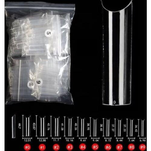 550Pcs/bag Xxxl coffins shape Nail Tips /45mm Pre Easy Coffin Nail Tips Extra Long Clear Pre-Pinched C-Curve Square Nail Tips