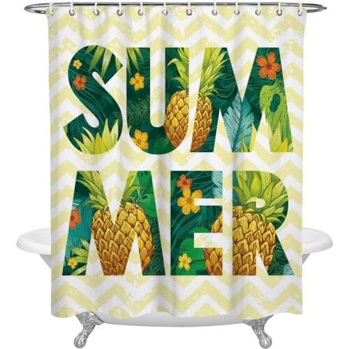 Summer Tropical Fruit Pineapple Shower Curtain Home Bath Decorative Waterproof Polyester Fabric Bathroom Curtain