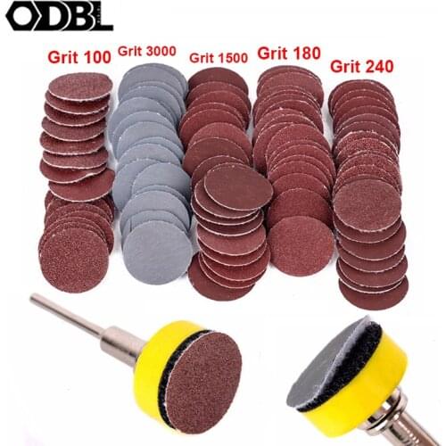 100pcs 25mm High Quality Sanding Discs + 1" Abrasives Hook & Loop Backer Plate + 1/8inch Shank Set For Polishing Dremel Tools