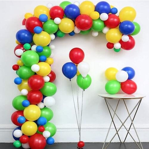 123Pcs/Set Birthday Balloons Arch Kit Latex Blue Red Yellow Green Balloon Air Globos for Baby Shower Kids Birthday Party Decor