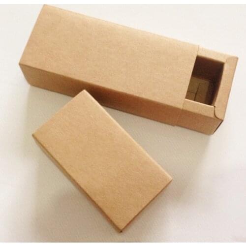 20pcs Brown Kraft Paper Gifts Drawer Box Handmade Soap\Lipstick\Jewelry\Macarons Packaging Paper Rectangular Box 2 Size