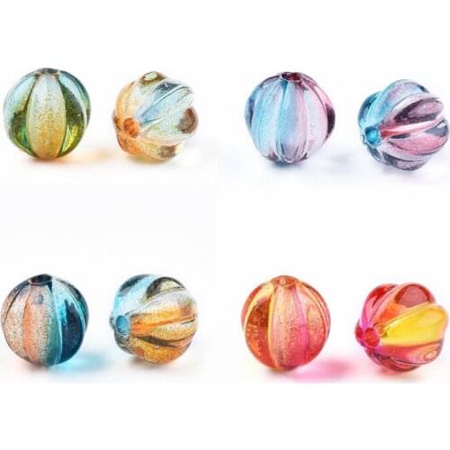 200pcs Transparent Spray Painted Acrylic Beads Corrugated Beads Two Tone for Jewelry Making DIY Bracelet Necklace 7.5x8x7.5mm