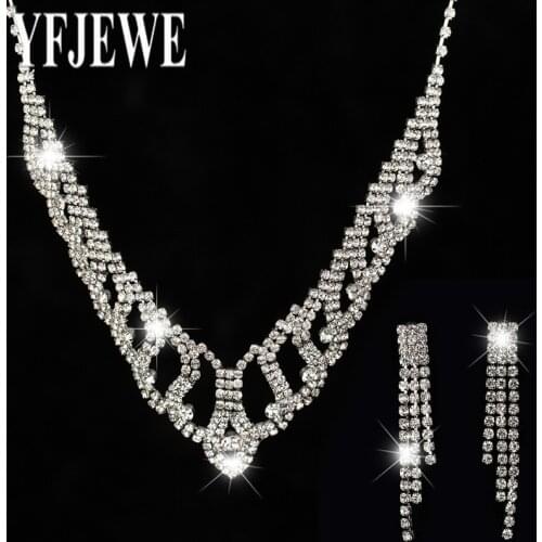 2017 Women New Fashion Jewelry Sets Nechlace And Wedding Bridal sliver plated Earrings Silver Plated Rhinestone For Party N199