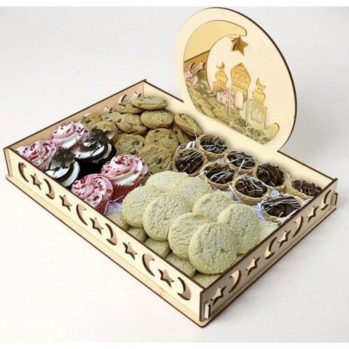 2021 Eid al-Fitr wooden food tray decoration home table decoration dessert abstract modeling handicraft