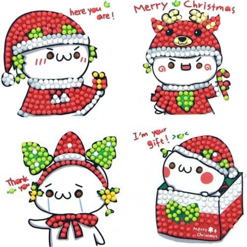 4pcs 5D DIY Full Drill Cartoon Diamond Paintings Stick Puzzle Children Sticker Crafts Kids Gift Cup Phone Book Decor