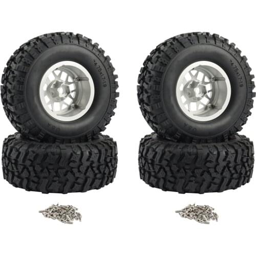 4Pcs Metal 2.2 Beadlock Wheel Rim Tire Tyre Set for 1/10 RC Crawler Car Axial SCX10 RR10 Wraith 90048 Traxxas TRX4