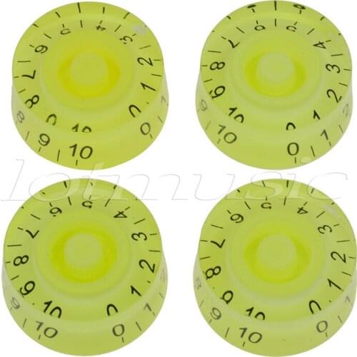 4Pcs Speed Control Knobs For Electric Guitar Parts Anticlockwise Fluorescent Green