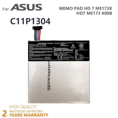 100% Original 3950mAh C11P1304 Tablet PC Battery For Asus MEMO PAD HD 7 ME173X HD7 ME173 K00B High Quality Batteries Batteria