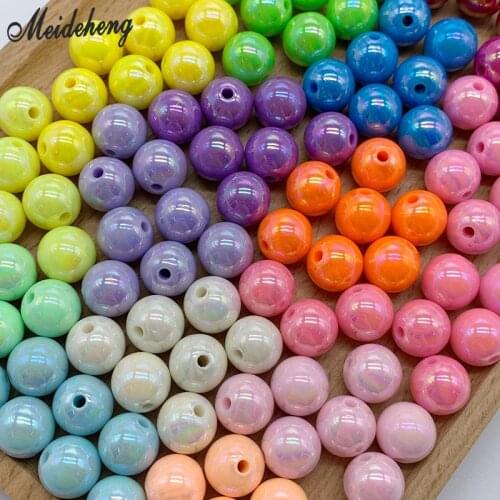 Acrylic Mermaid Real Elegant Colorful Round Beads Through Hole For Jewelry Making DIY Matching Bag Hairdress Necklace Accessory