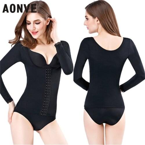 Aonve Body Shaper Waist Trainer Tummy Slimming Women Body Shaperwear Long Sleeve Plus Size XXXL Upper Outer Garment Underwear