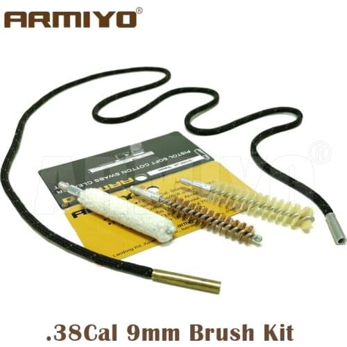 Armiyo 3pcs/set .380 .38 .357 Cal 9mm Pistol Bore Cleaning Gun Brush Bronze Nylon Swabs Mix Kit Hunt Accessories Thread 8-32