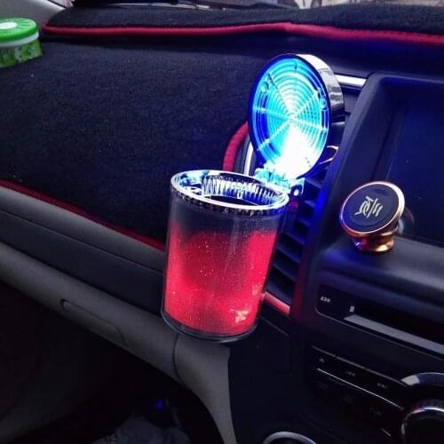 Car Ashtray With LED Light Cigarette Cigar Ash Tray Container Smoke Ash Cylinder Smoke Cup Holder Storage Cup Auto Accessories