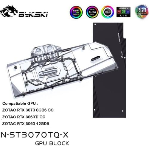 Bykski Video Cards Blocks For Zotac Geforce RTX 3070 3060Ti 8GD6 OC A-RGB VGA Water Block Liquid Cooling Heatsink N-ST3070TQ-X