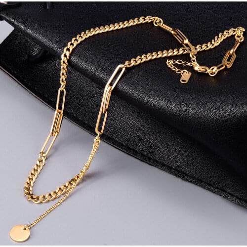 High Sense Stainless Steel Jewelry for Women Metal Hip Hop 18k Gold Mens Chain Choker Necklaces 2020 Trend Accessory for Unisex