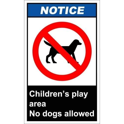 Childrens Play Area No Dogs Allowed Notice OSHA/Ansi Poster Funny Art Decor Vintage Aluminum Retro Metal Tin Sign