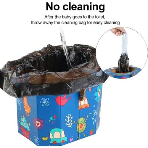 Childrens Folding Toilet Outdoor Portable Travel Trash Can Paper Camping Trip Emergency WC With Garbage Bag Picnic Supplies