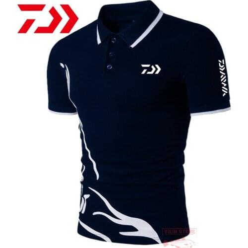 Daiwa Fishing Tshirt 2021 Summer Men Breathable Quick Dry Fishing Clothes Outdoor Clothing Short Sleeve Sport Shirt Polo T-shirt