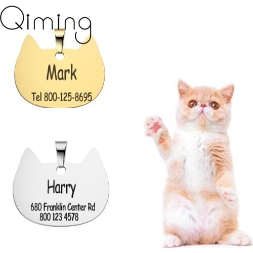 Engraved Pet ID Name For Cat Puppy Dog tag Anti-lost Stainless Steel Collar Dog Cats Bone Tags Pet Supplies