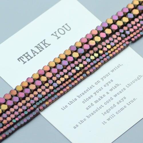 Rose Red Colorful Cut corner cube Beads Hematite Natural Stone 2/3/4mm Charms Spacer Loose beads for Jewelry Making DIY Bracelet