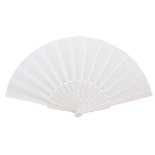 [ Fly Eagle ] White Amico Summer Portable Plastic Fabric Hand Foldable Fan for Ladies Men