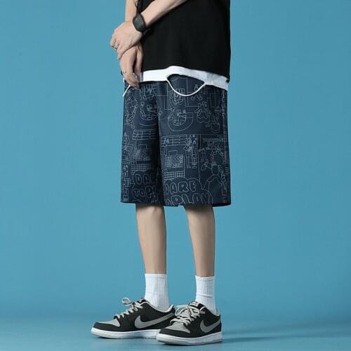 Mens Streetwear short Beach Shorts Men Graffiti Summer Print Shorts Plus Size Mens Shorts Summer