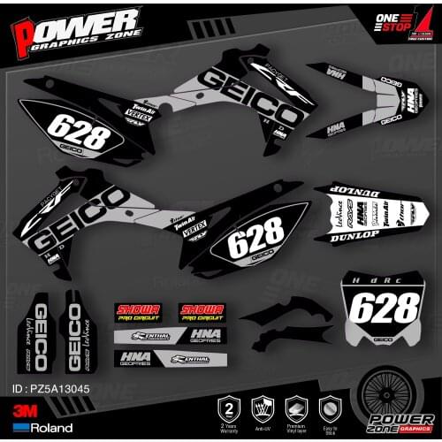PowerZone Custom Team Graphics Backgrounds Decals 3M Stickers Kit For HONDA 2014-2017 CRF250R 2013-2016 CRF450R 045