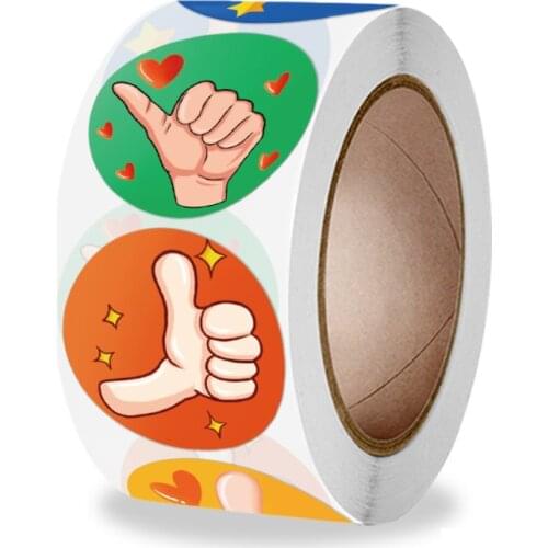 25mm Reward Stickers Thumbs Up Cartoons Encouragement Sealing Labels Parents Teachers Reward Kids Students Classroom Decorations