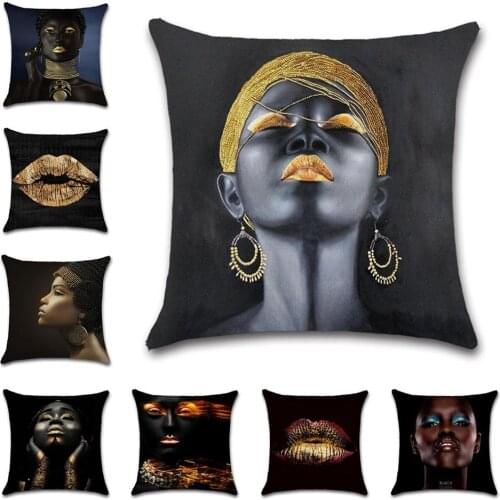 Portrait Woman Print Linen Cushion Cover Decorative Home Sofa Chair Car Seat Friend Kids Boy Bedroom Gift Pillowcase