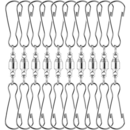 New Swivels Dual Clip Stainless Steel Rotating Hooks Flower Pot Hanging Hook For 360 Degree Rotating Wind Spinners Bird Feeder