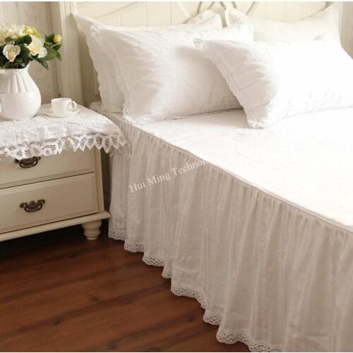 Luxury cotton Bedspread Korean noble romantic white bed spread king size Comfortable wedding lace HM09B