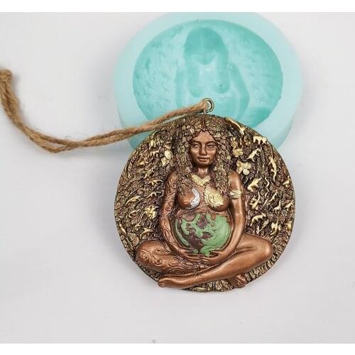 Handmade Earth Mama Goddess Statue Resin Mold Mom Earth Statue Gift Resin Silicone Molds DIY Room Ornaments Ceremony Decoration