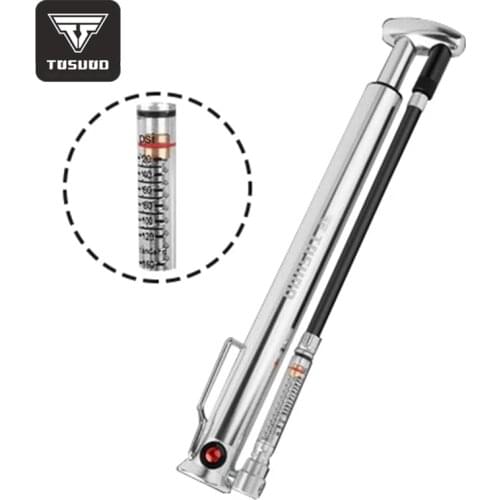 TOSUOD Bicycle mini pump impact pump hose gauge adapter bicycle tire inflator Schrader Presta valve ball fork bicycle pump