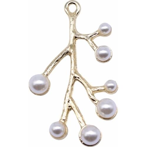 WYSIWYG 4pcs 38x23mm KC Gold Color Branches Charms Pendant For Jewelry Making Earring Making Accessories