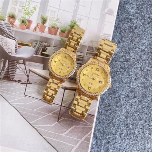 Fashion Brand Couple Watches Diamond Womens Watch Sainless Steel Butterfly Clasp 2 Sizes can Choose 34 And 40mm Quartz Clock