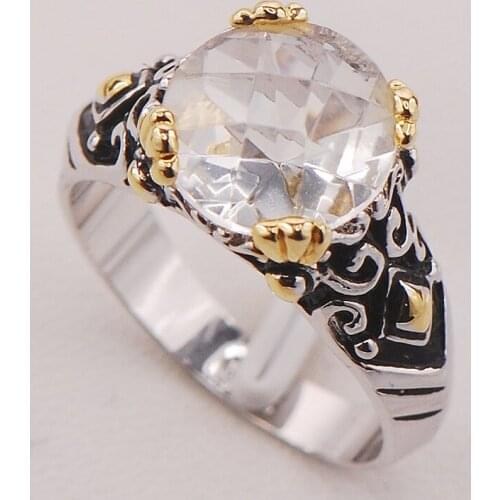 White Crystal Zircon Women 925 Sterling Silver Ring F690 Size 6 7 8 9 10