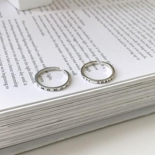 X-O Love Kisses Stackable Promise Ring Sterling Silver 925 Friendship Band Letter Russian Rings Open Wedding Resizable Ring