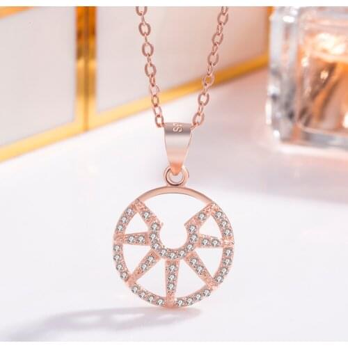 Necklace fashion jewelry for women Rose gold Sun Pendant Necklace 925 Sterling Silver Pop Charm Woman Chocker Party jewelry