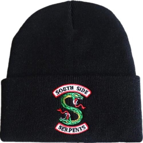 Adult Riverdale South Side Serpents Cosplay Hats Beanie Cap Winter Knitted Embroidery Hat warm beanie
