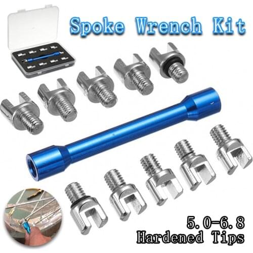 1 Set Mofaner 1 Set Blue Motorcycle Spoke Wrench And 10 Pieces Hardened Tips 5.0~6.8 For Most Motorbikes