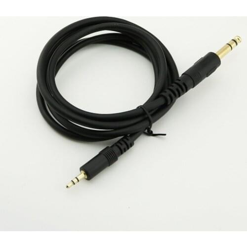 1pcs 5FT 3.5mm 1/8" Male to 6.35mm 1/4" Male TRS Stereo Adapter Audio Cable Black