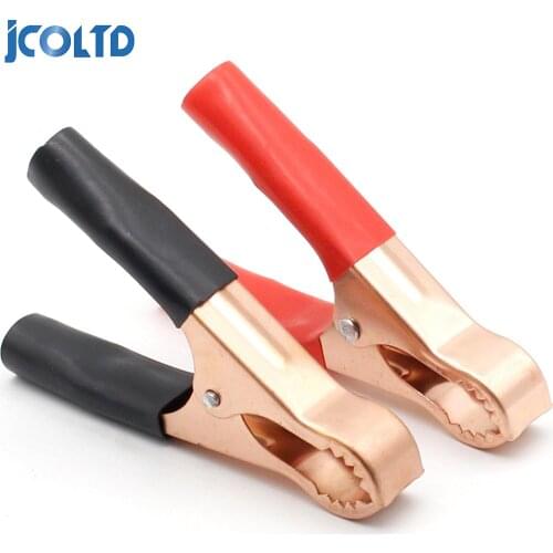 2Pcs 50A Red + Black 80mm Crocodile Car Caravan Van Battery Test Lead Clips Best Promotion Alligator Clips Connector Plug Power