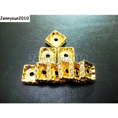 200pcs/lot 5mm Top Quality Czech Clear Crystal Rhinestone Pave Squaredelle Metal Spacer Loose Beads Jewelry Making