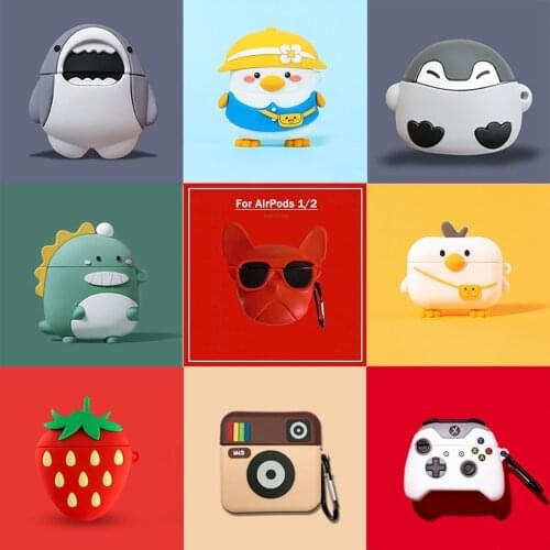 3D Earphone Case For Airpods Pro Case Silicone Cute Penguin Rabbit Pig Dog Cartoon Headphone Cover For Apple AirPods Pro Case